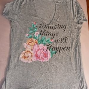 Basic gray tee with choker neckline.